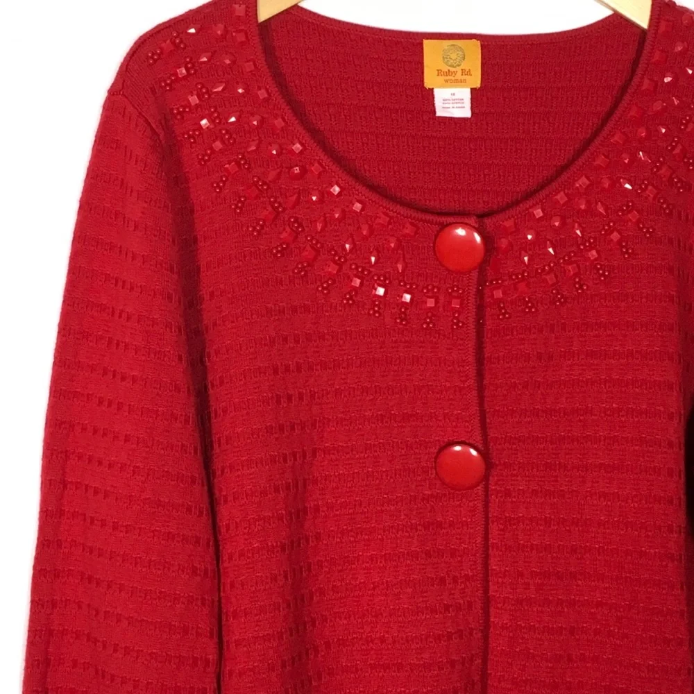Ruby Rd Beaded Sweater. - Picture 3 of 8